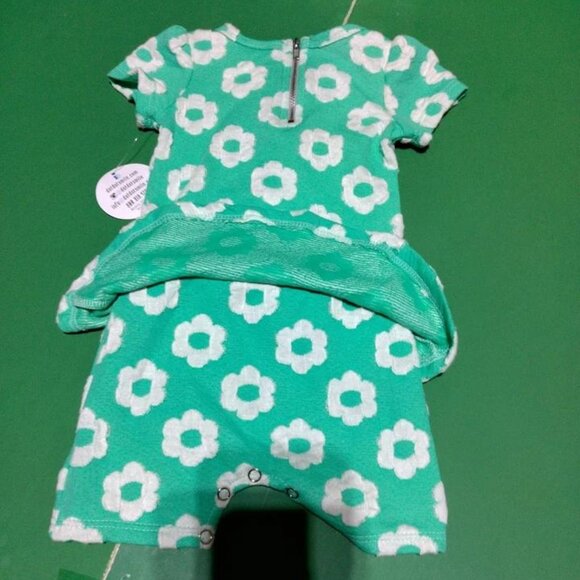 Dot Dot Smile - Green Floral Peplum-Skirted Romper infant Size 6-12 Months NWT - Picture 5 of 6
